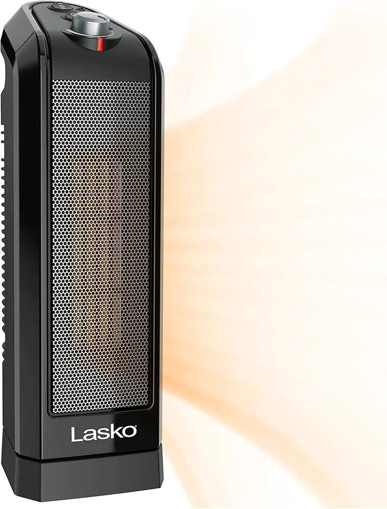 Lasko Oscillating Ceramic Space Heater for Home with Overheat Protection, Thermostat, and 3 Speeds, 15.7 Inches, Black, 1500W, CT16450, Small, 4 Pounds