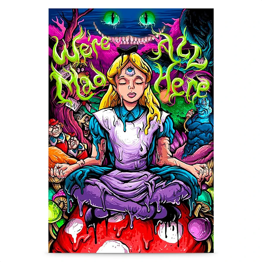 Psychedelic Tapestry for Bedroom Wall Decor - Alice in Wonderland Tapestry Picture Canvas Art Posters for Room Modern Wall Art Print - 15.7 x 23.6 IN (40x60cm) Bedroom Decor Posters Wall Decoration