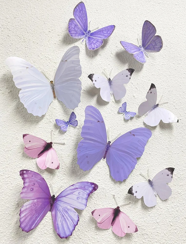 Butterfly Wall Decor 12PCS Giant Butterfly Decorations for Butterfly Birthday Decorations Large Butterfly Wall Art Home Room Decor for Birthday Baby Shower Fairy Tea Party Supplies Wall Decor