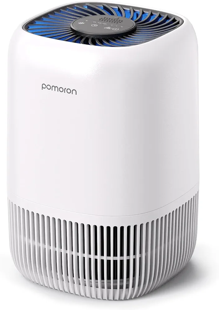 POMORON Air Purifiers for Bedroom Home, Air Filter Cleaner with Fragrance Sponge, HEPA Filter for Smoke, Allergies, Pollen, Pet Dander, Odor, Dust, Portable Air Purifier for Bedroom Office Desktop