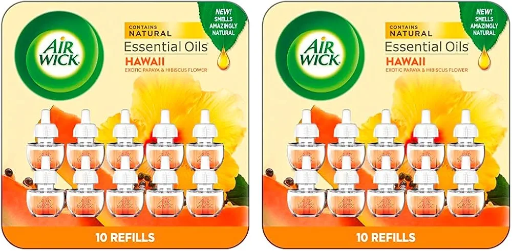 Air Wick Plug in Scented Oil Refill, Hawaii, Air Freshener, Eco Friendly, Essential Oils. 10 Count (Pack of 2)