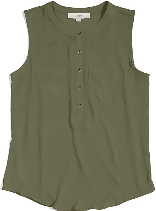 Ann Taylor LOFT Women's Mixed Media Henley Tank