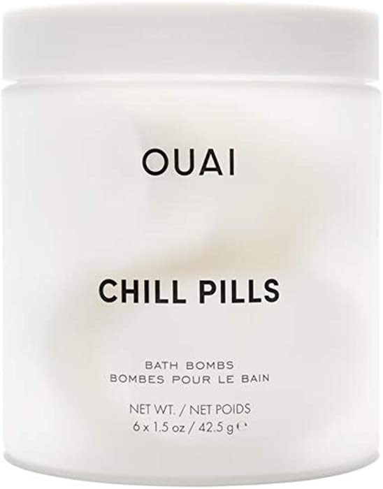 OUAI Chill Pills. Escape to Your Own Relaxing Spa with Jasmine and Rose Scented Bath Bombs. Unwind While Jojoba, Safflower and Hemp Seed Oil Improve Texture, Moisturize and Calm Skin. (6 x 1.5 oz)