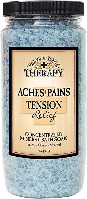 Village naturals Mineral Bath Soak, Aches and Pains Tension Relief, 20 oz (Pack of 6)