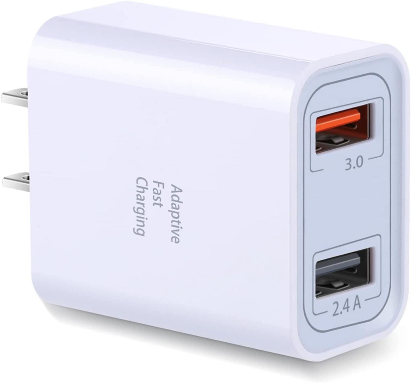 Dual USB Wall Charger 30W, Costyle Quick Fast Charger 3.0 Adapter & 5V 2.4A Fast Charging Block Compatible Samsung Galaxy S10 S9 S8+ S7,Note 8 9 10,iPhone 11 XS 8 7 Plus Pad-White