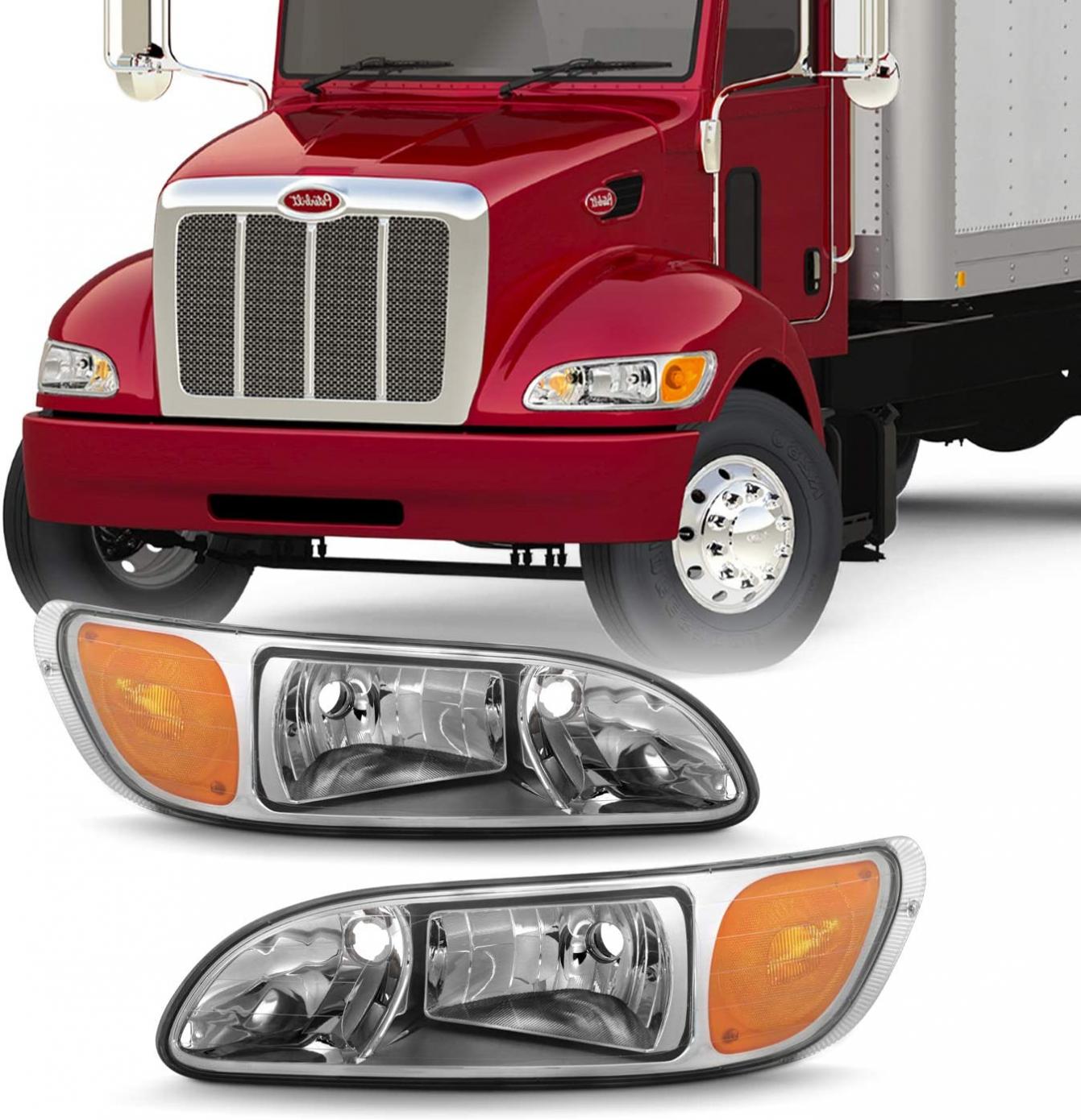 AKKON - For 2005-2015 Peterbilt Class 8 trucks 325 384 386 330 335 337 340 348 382 OE Chrome Housing Headlights