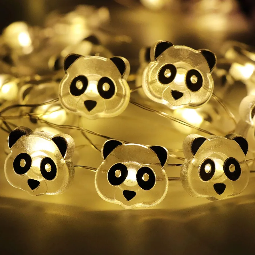 Panda LED String Lights 10ft 30 LEDs Party Lights Battery Operated Copper Wire Night Light Outdoor String Light Waterproof Indoor Bedroom Children Girls Room Wall Décor