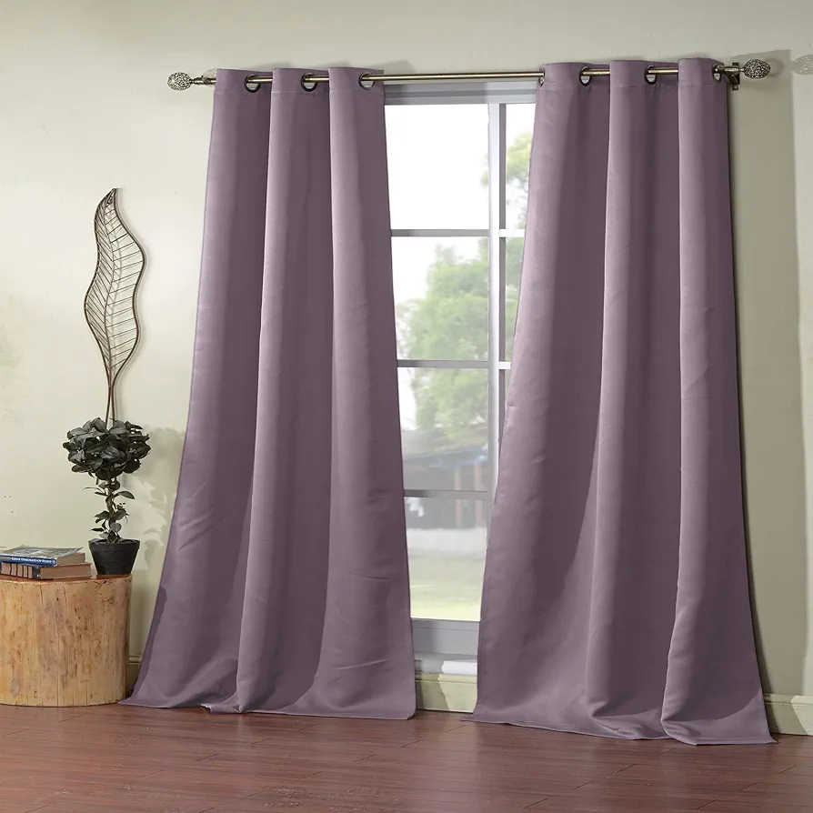 Duck River Textile Quincy Solid Blackout Curtain, 37x84 (2 Pieces), Lavender