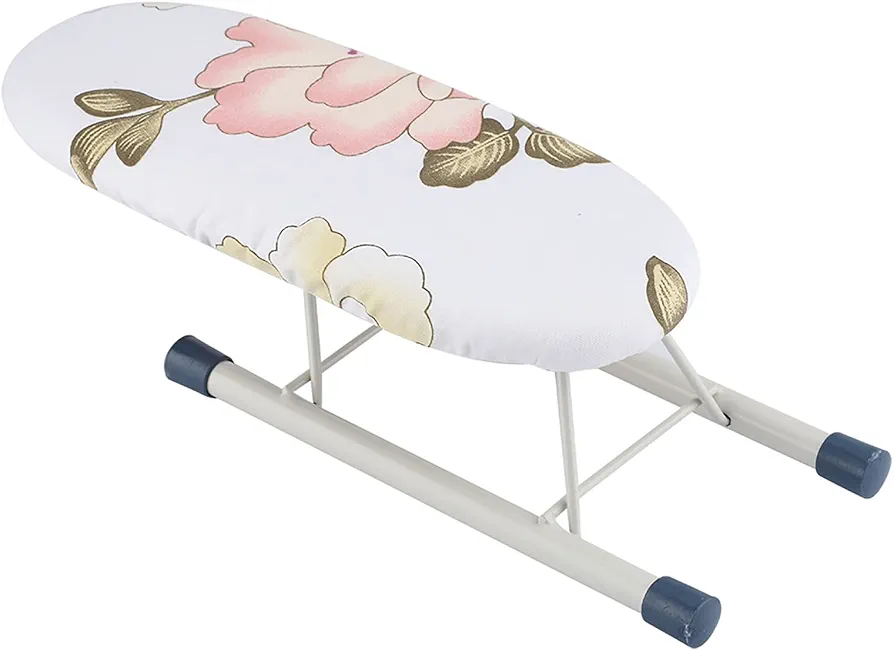 Compact Space Saver Ironing Board, Portable Mini Laundry Room Iron Board Foldable Small Ironing Board with Iron Holder for Home Laundry Room or Dorm Use (10.43 x 4.13 x 3.35)(Peony)