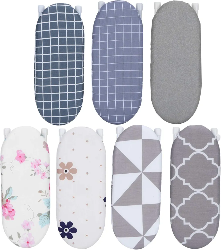 Tabletop Ironing Board with Folding Legs, Extra Wide Countertop Ironing Board with Cotton Cover, Portable Mini Ironing Board ,Small Tabletop Ironing Board for Sewing, Craft Room,(Flower Pattern 1)