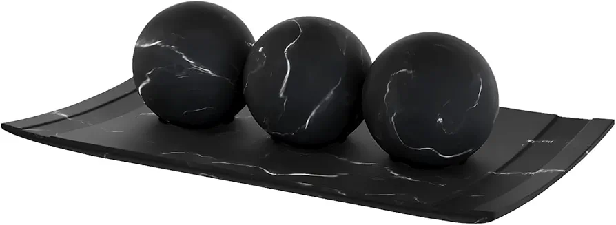 Creative Scents Matte Black Home Decor Bowl and Orb Set - Coffee Table Decor for Living Room - Centerpiece Table Decorations for Dining Table, Kitchen Counter, Foyer - Elegant House Decoration