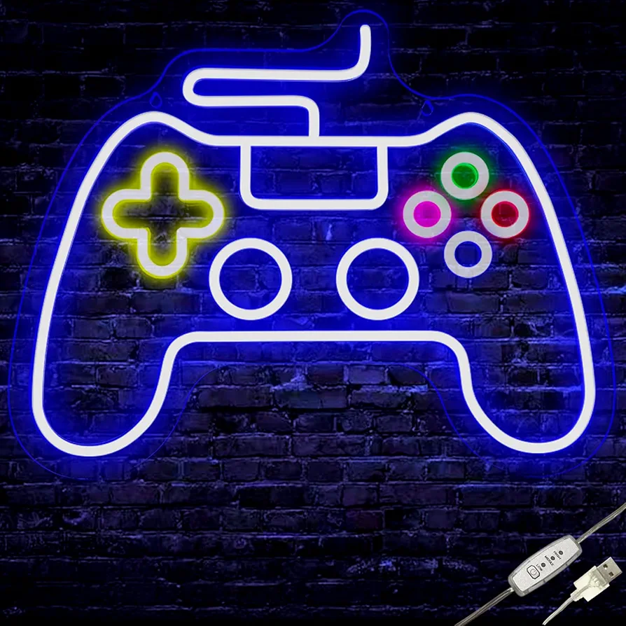 Gamepad Neon Sign, Game Controller Led Sign, Gamer Neon Light for Gaming Room Wall Décor, USB Powered Gamepad Shape Sign for Teen Boys’ Gifts (Gamepad2)