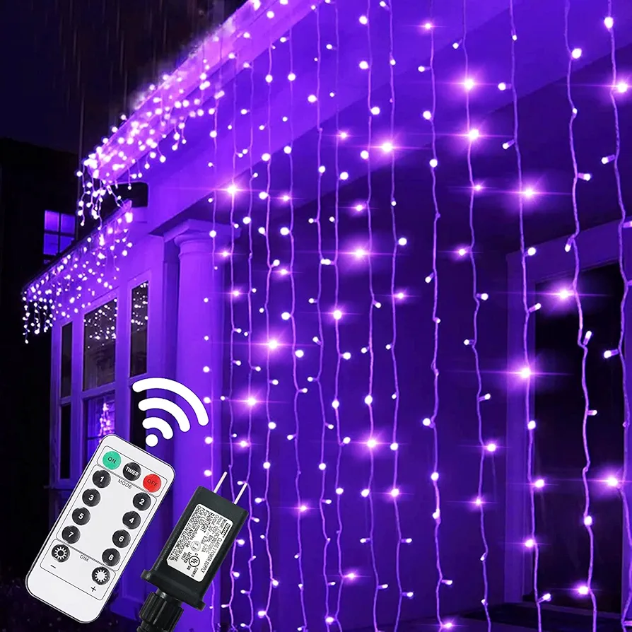 Twinkle Star, 5 Inches Indoor Outdoor, LED String Light with Remote Control Timer for Halloween Thanksgiving Wedding Party Home Garden Bedroom Decoration, Purple