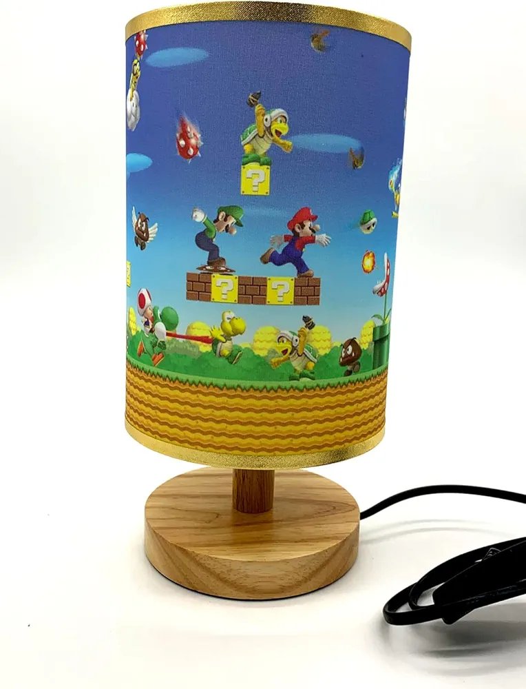 Mario Table Lamp Bedside Night Light Wood Base Room Decoration or Great Gift Ideas