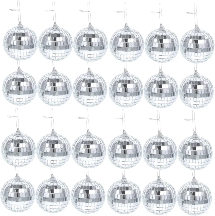 BESTOYARD 24 Pcs Glass Ball Pendant Table Centerpieces for Dining Room Wedding Tree Ornaments Disco Ornaments Wedding Decoration Home Sphere Ball Foam Christmas Balls Christmas Tree