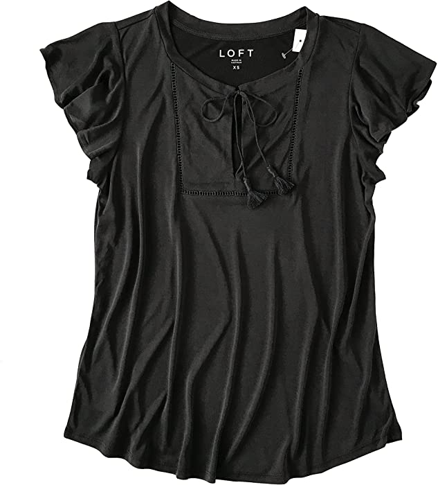 Ann Taylor LOFT Women's - Keyhole Tassel-Tie Flutter Tee