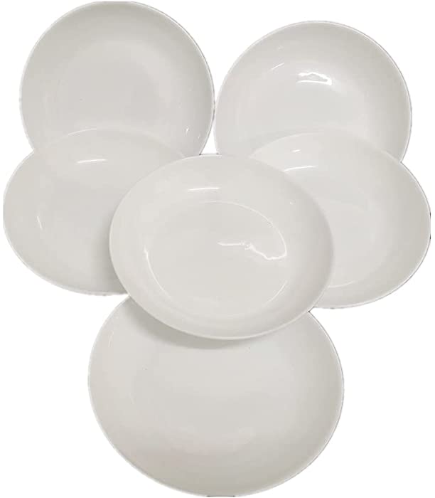 White Lunch Plates SetRestaurant Family Party Kitchen Use Pasta Bowls Large Salad Serving Bowls Soup Bowls Porcelain Pasta Bowls Microwave Dishwasher Safe Serving Platters Salad Plates 8In 6pcs