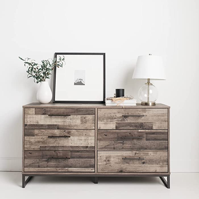 Signature Design by Ashley Neilsville Industrial Butcher Block Style Dresser, Natural Pallet Brown