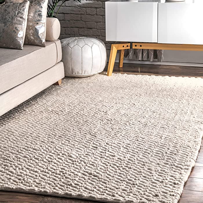 nuLOOM Glendora Chevron Wool Area Rug, 8' 6" x 11' 6", Ivory