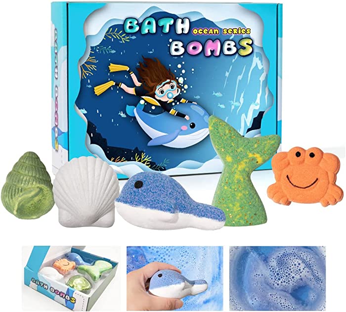 Bath Bombs Organic Mermaid Bath Bomb Natural Shower Bombs Gift Set Handmade Bathbombs Individually Wrapped, Birthday Gifts,Thank You Gift for Kids Teens Women Freinds