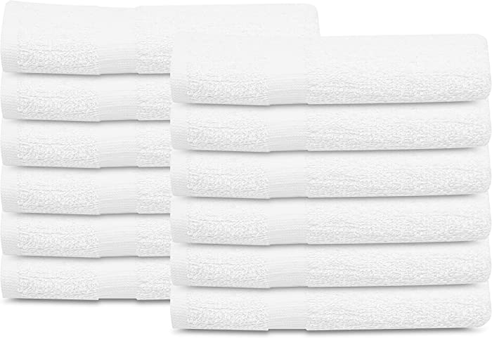 12 Pcs New White (20x40 Inches) Cotton Blend Terry Bath Towels Salon/Gym Towels Light Weight Fast Drying