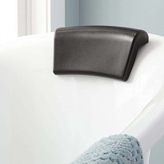 XXIOJUN Bath Pillows for Head and Neck with Suction Cups, Non Slip Thicken Pillows Soft and Quick Dry, Comfortable Bathtub Pillow Bath Accessories for Mum Girlfriend (Color : Black, Size : 30x15cm)