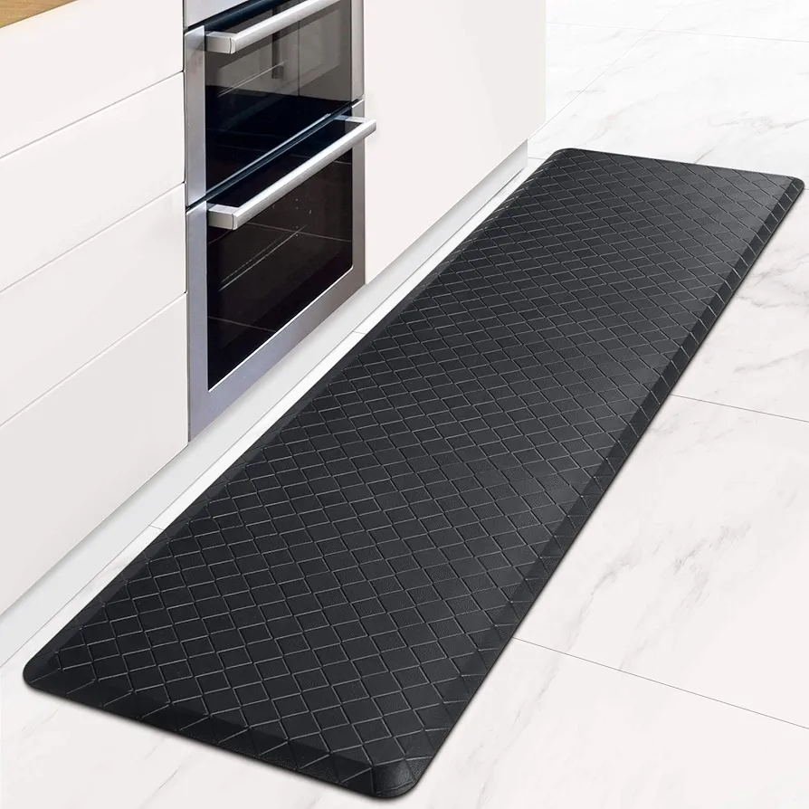 HappyTrends Kitchen Mat Cushioned Anti-Fatigue Floor Mat,17.3"x60",Thick Waterproof Non-Slip Heavy Duty Ergonomic Comfort Rug for Kitchen,Floor,Office,Sink,Laundry,Black