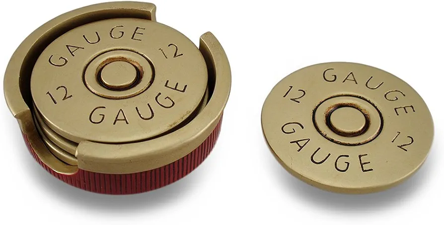 Shotgun Shell Coaster Set, Red/Gold by HomeWetBar