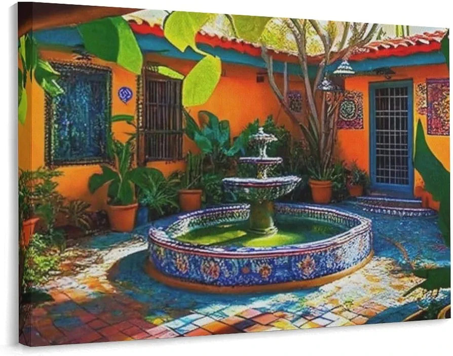 Mexican Poster Mexican Garden Wall Art Deco Canvas Print Poster Mexican Art Painting Poster Canvas Art Poster Picture Modern Office Family Bedroom Living Room Decorative Gift Wall Decor 24x32inch(6