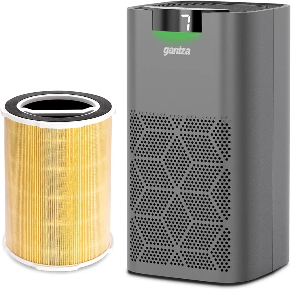 Ganiza G200S Air Purifiers For Home Large Room and Pet A11ergy Filter Bundle, 1570ft² Coverage, 3-in-1 True H13 HEPA and Activated Carbon Air Filter for Pet Hair Dander Odor, 23dB Less Noise for Home