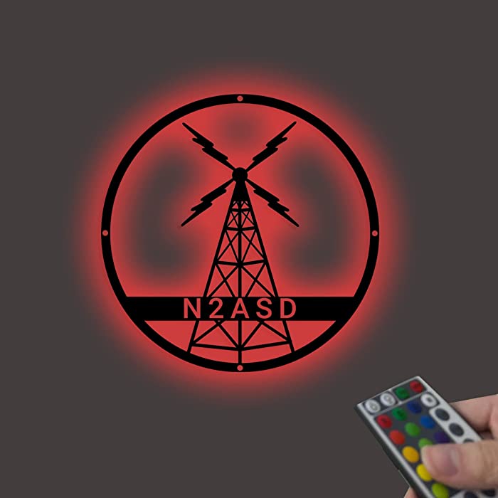 Ham Radio, Custom Call Sign Amateur Radio, LED Light Ham Radio Metal Wall Art, Ham Radio Colorful Led Light Gifts for Amateur or Professional Operators, Technicians, Dispatchers – 10 inches