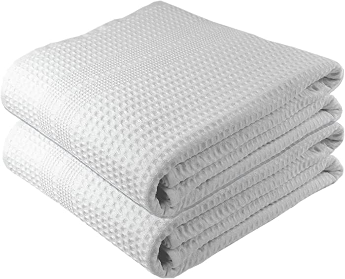 Gilden Tree Waffle Towels Quick Dry Lint Free Thin, 2 Pack Bath Sheets 40x80 Oversized Extra Large for Adults, Classic Style (White)