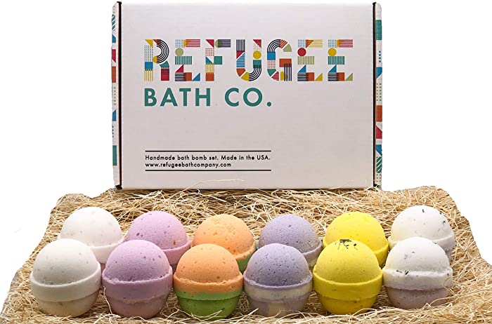 Refugee Bath Co. Variety Pack Bath Bombs 2.5 oz. Each Cocoa Butter and Plant-Based Ingredients Support Refugee Employment in USA (Variety 12 Pack)