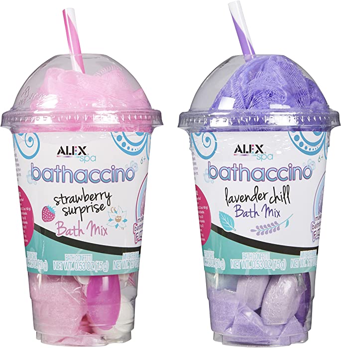 Alex Spa Bathaccino (2 Pack), Pink and Purple Kids Bath Bombs & Confetti