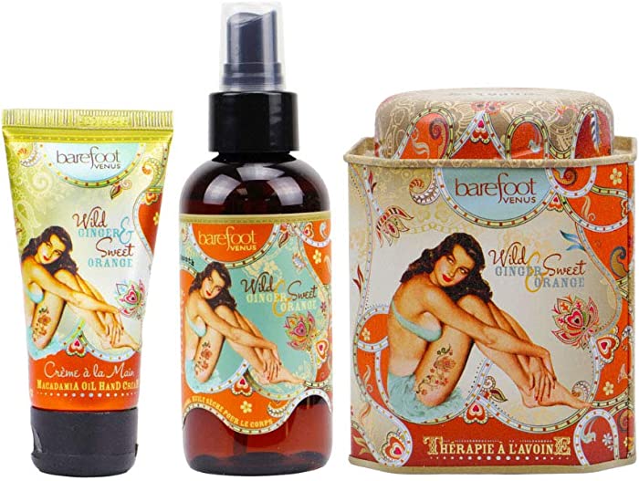 Barefoot Venus Wild Ginger & Sweet Orange Bath Soak, Hand Cream & Argan Oil Set