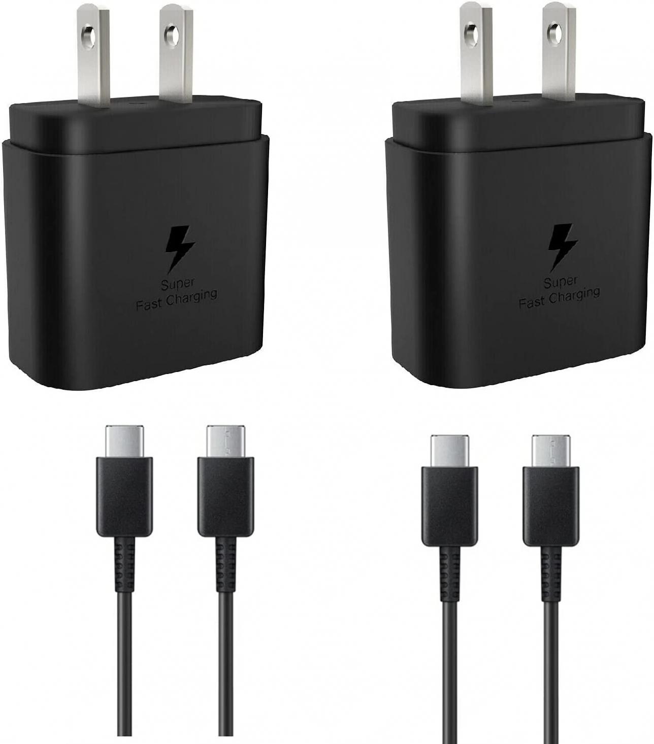 Super Fast Charger Type C |2 Pack |Type C 25W Wall Charger + USB C to USB C Fast Charging Cable for Samsung Galaxy S21 charger/S21+/S21 Ultra/S20/S20+/S20 Ultra/Note 20/Note 20 Ultra/Note 10/Note10