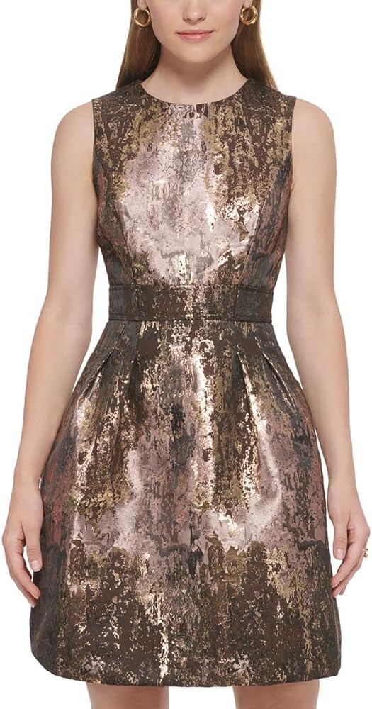 Vince Camuto Womens Metallic Mini Fit & Flare Dress