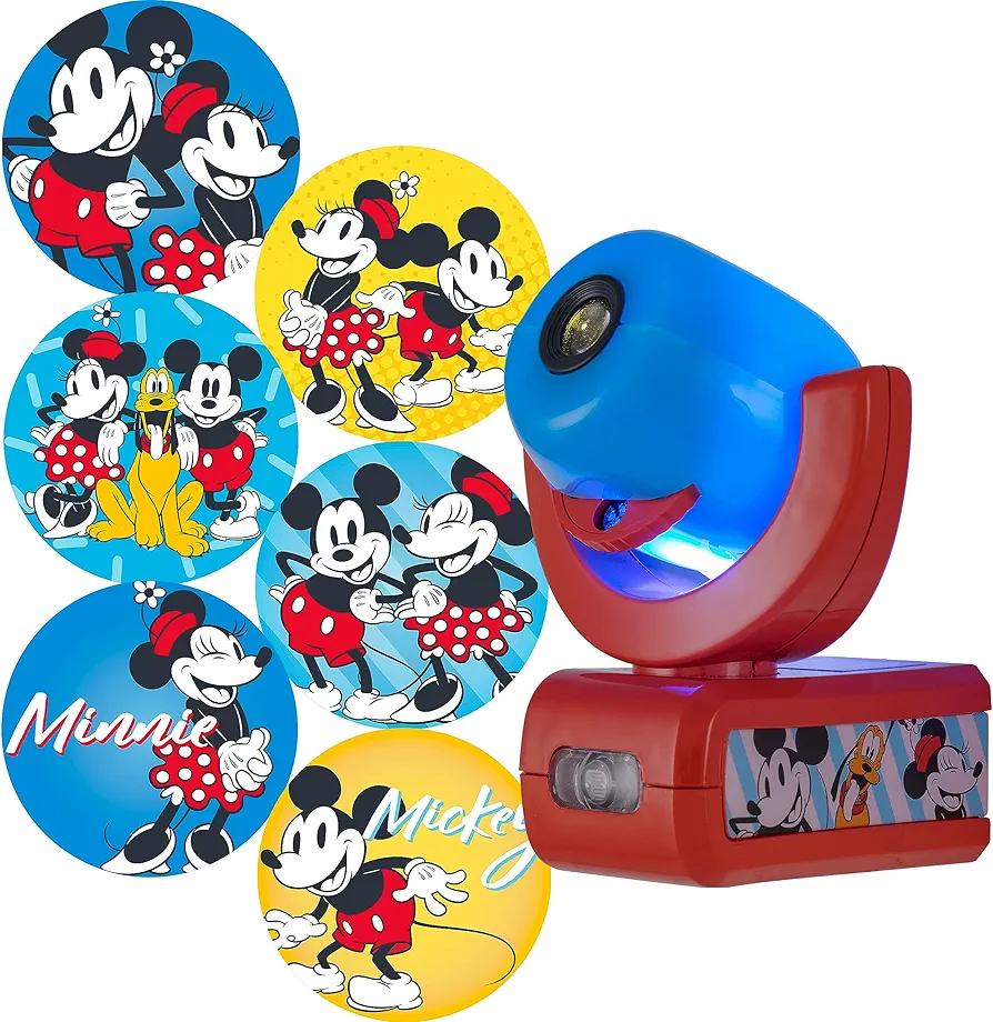 Projectables Disney Mickey and Minnie Mouse Night Light LED Projector, Plug-in, Dusk-to-Dawn Sensor, for Kids, Baby, Boys, Girls, Nursery, Toy Room, Playroom, Bedroom, 67164