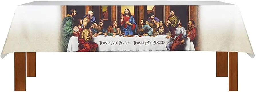 The Last Supper Altar Frontal Christian Catholic Church Tabletop Outdoor Indoor Party Table Cloth, 96 Inch x 52 Inch