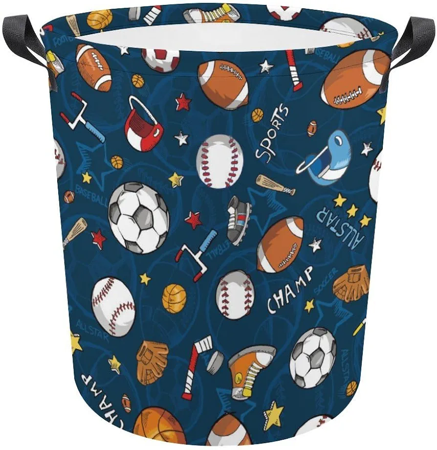 Sports Baseball Laundry Hamper,kids laundry Basket,Waterproof Storage Bin for Bedroom,Clothes Organizer Basket,Toys Box,Room Decor