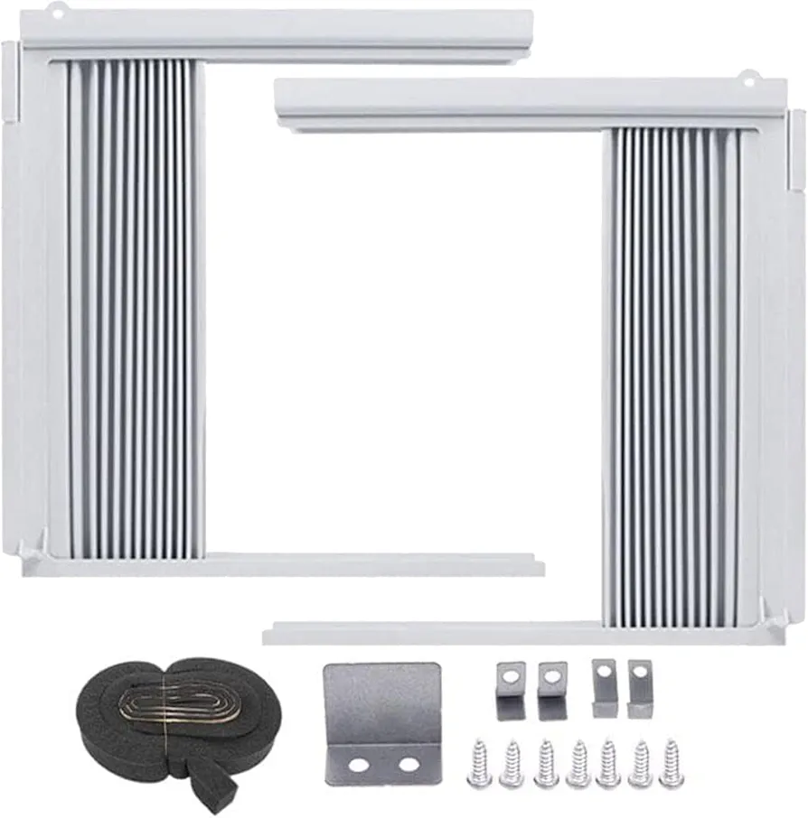 Window Air Conditioner Side Panels with Frame, Room AC Accordion Filler Curtain Kit Replacement, Adjustable Insulation AC Side Panel for Preventing Heat Noise, 37*33*3.5cm, RQS5MI8V6NE9OL8X