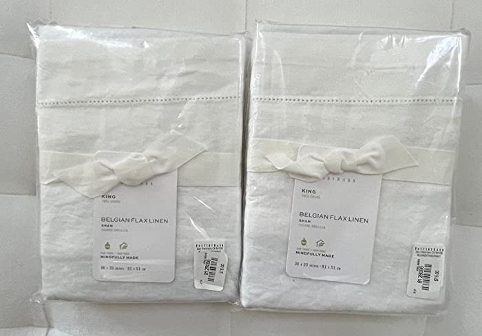 Pottery Barn Belgian Linen Flax King Shams ~~Set of Two~~White~