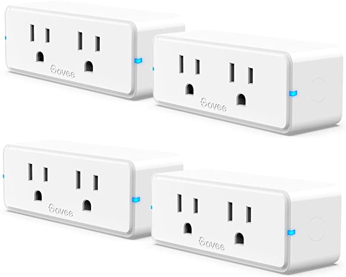 Govee Dual Smart Plug 4 Pack, 15A WiFi Bluetooth Outlet, Work with Alexa and Google Assistant, 2-in-1 Compact Design, Govee Home App Control Remotely with No Hub Required, Timer, FCC and ETL Certified