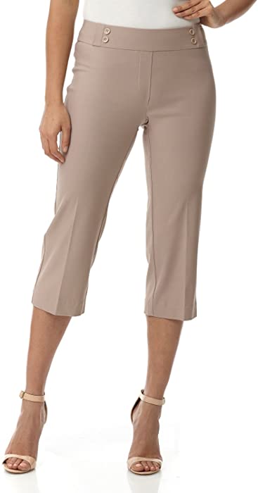 Rekucci Women's Ease into Comfort Capri with Button Detail