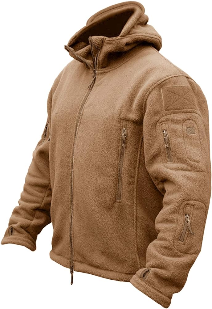 CRYSULLY Men's Military Tactical Sport Warm Fleece Hooded Outdoor Adventure Jacket Coats