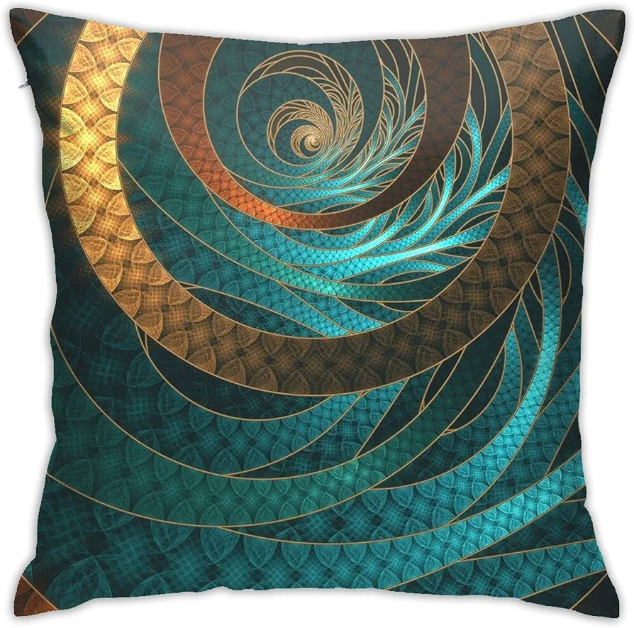 Nebra Beautiful Corded Leather Turquoise Fractal Bangles Throw Pillow Covers Cozy Square Throw Pillowcases Home Decorative for Bed Couch Sofa Living Room Cushion Case 18X18 Inch, One Size