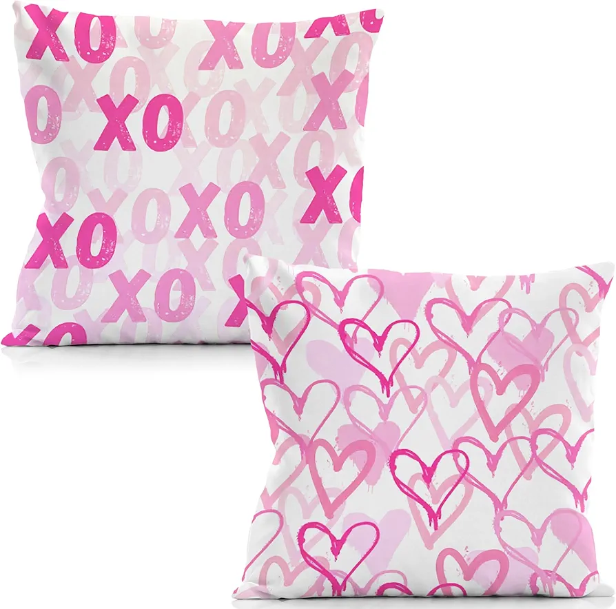 Hot Pink Preppy Pillow Covers 18x18 Set of 2 - Preppy Decor, Preppy Room Decor Aesthetic, Teen Room Decor for Girls, Preppy Pillow Cases, Preppy Stuff