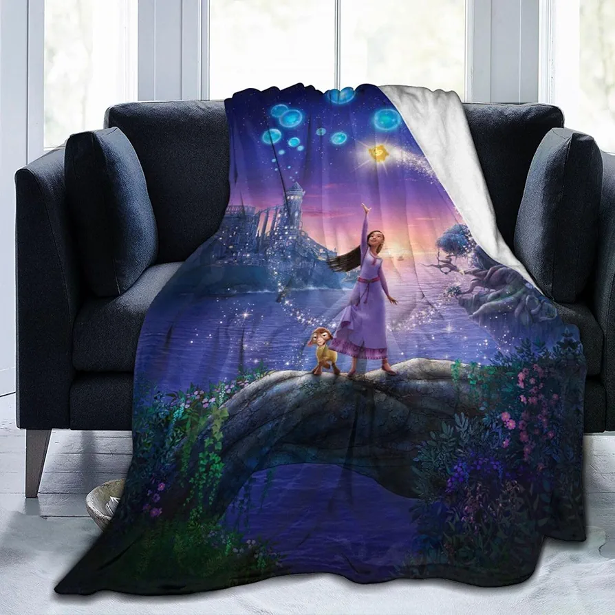 Cute Cartoon Movie Wish Blanket Flannel Plush Throw Blanket Ultra-Soft Air Condition Blankets Quilt Soft Fall Winter Warm Fleece Blanket for Men Bed Living Room Couch Sofa 50"X40"