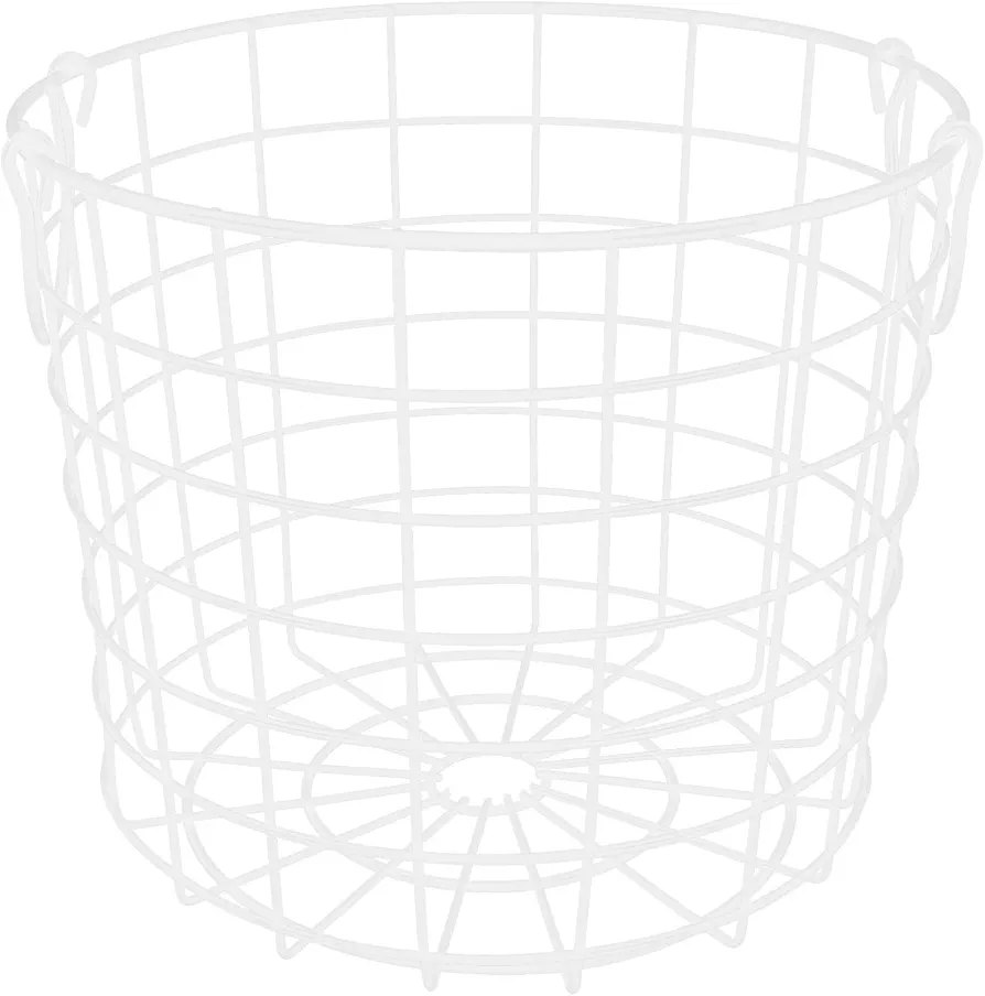 MAGICLULU Iron Wire Laundry Hamper Iron Grid Storage Basket Laundry Basket with Handles Sundries Holder Dirty Clothes Basket Organizer for Dorm Room Bathroom White