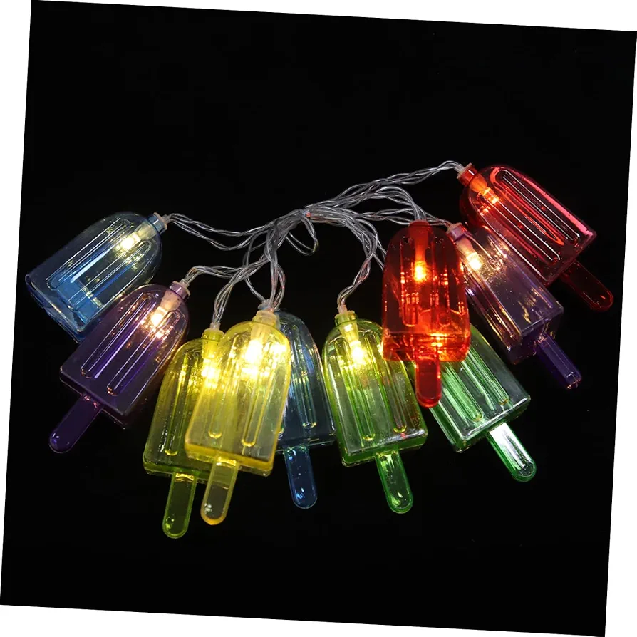 String Ice Cream Warm Lights Led Decorative Lights Decorative Led Lights Battery Candles Flickering Popsicle Lights Decoration Lights Outdoor Children's Room Night Lights Plastic